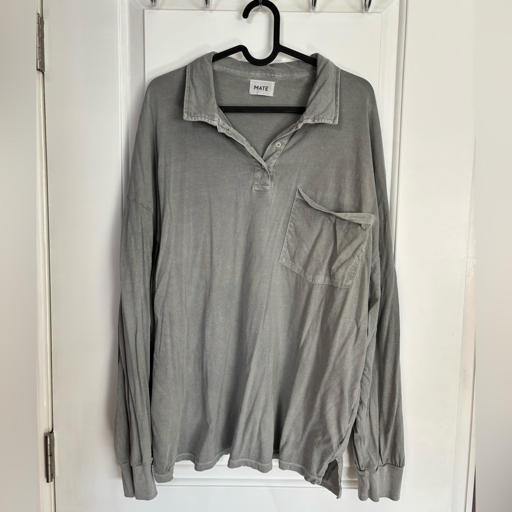 Mate The Label Organic Cotton Polo Long sleeved tee Size L